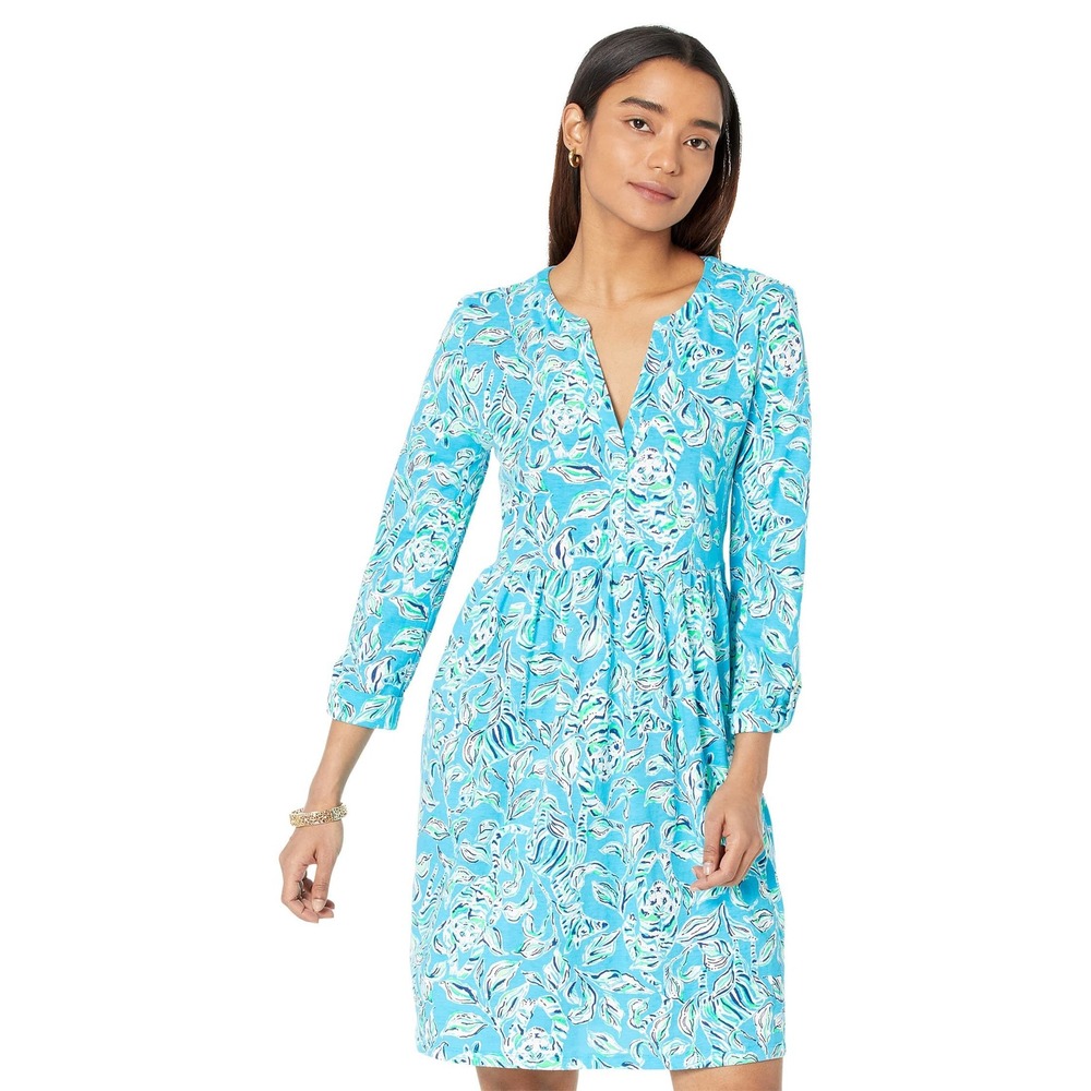 Lilly Pulitzer Loran Swing Dress Turquoise Oasis Outta Line Blue M